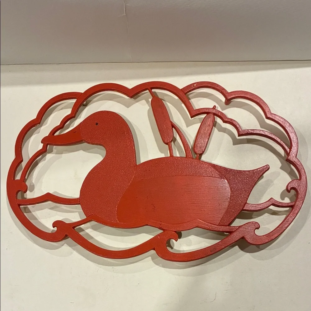 Japanese Iron Duck Trivet/ Red Duck Wall Decor Footed Hot Pot Trivet Red Duck